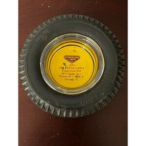 Vintage 1950s 60s Seiberling Tires Chicago Tire Supply advertising Ashtray